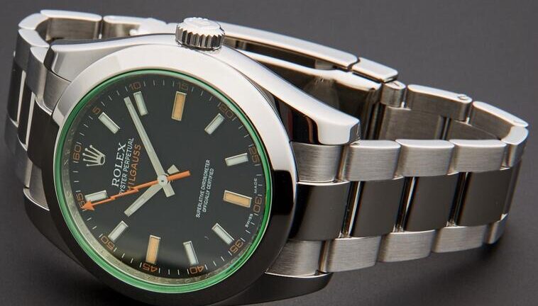 Green glass counterfeit Rolex watch